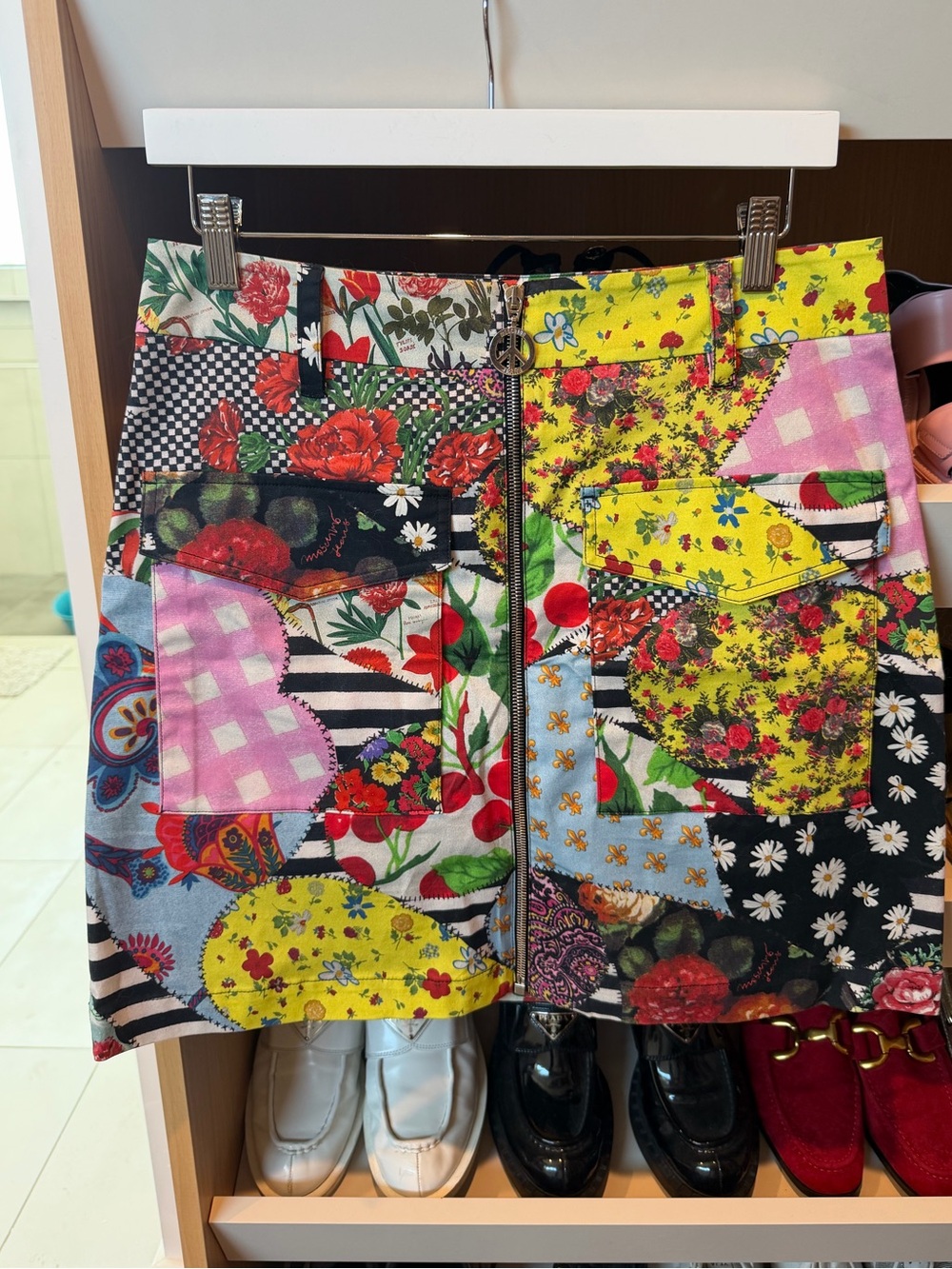 Moschino Jeans Patchwork Floral Mini Skirt